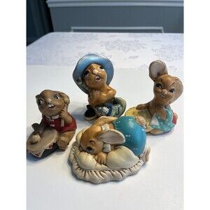 Lot of 4 Pendelfin Bunny Rabbits Figurines Stonecraft England